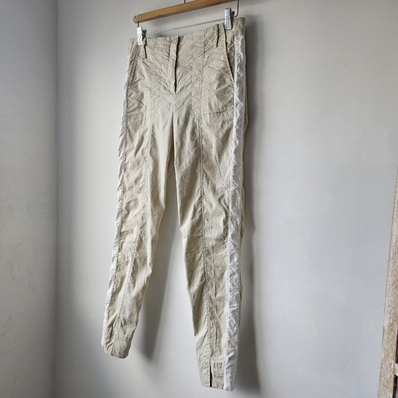 Annette Goertz Germany 2020 Cream And White Stripe Split Hem Leisure Pants - Picture 5 of 15